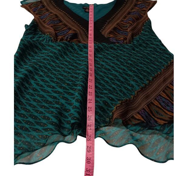 LANE BRYANT Flowy Flutter Long Tunic Top 2X 18/20 Dressy Turquoise Green V-Neck - Picture 9 of 9